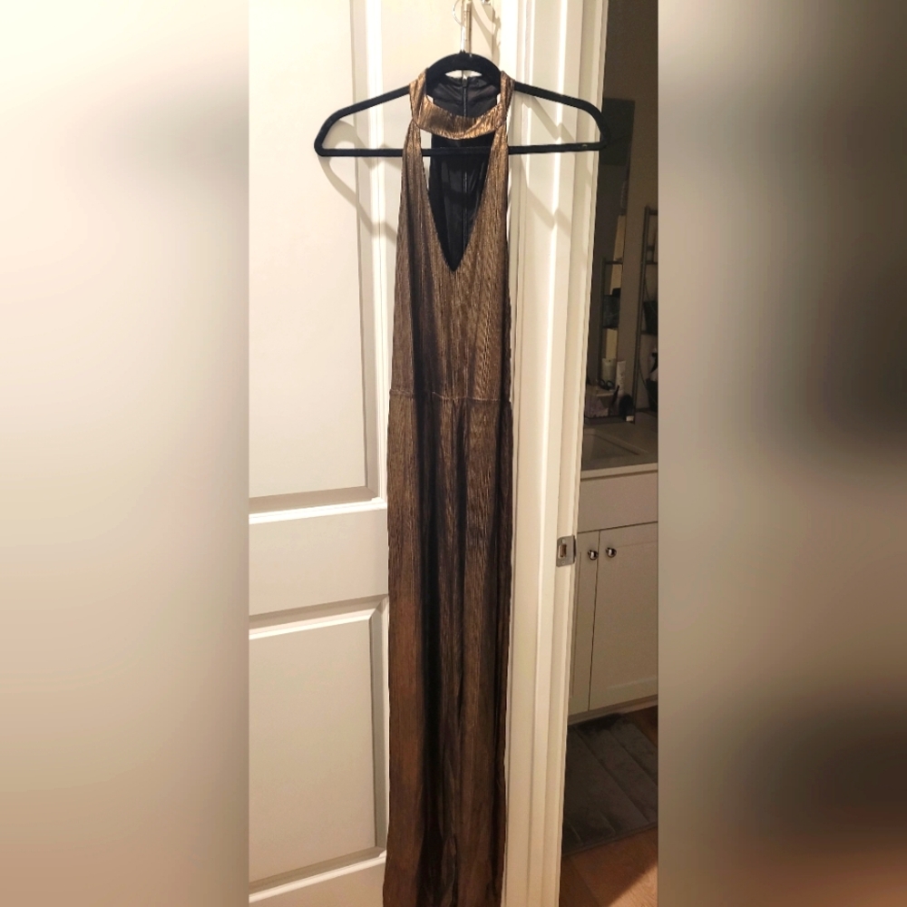 Bronze and black halter jumper